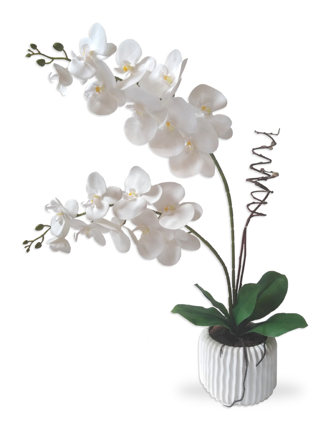 Orquídea Silicone Arranjo Flor Artificial Vaso De Porcelana