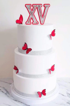 Topper numero romano mas kit Mariposas