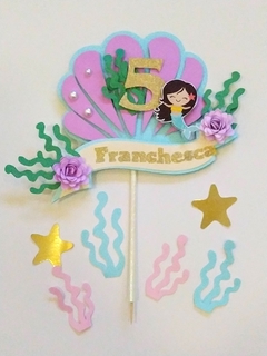 Cake topper sirenita - Tres Deseos Deco Mdp