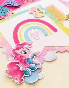 Banderin Feliz cumple o nombre arcoiris/ponys - comprar online