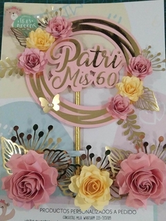 Imagen de TOPPER FLORAL PERSONALIZADO