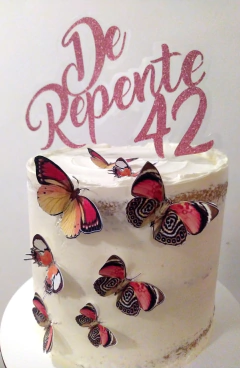 Cake topper De repente + mariposas - Tres Deseos Deco Mdp