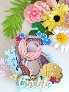 CAKE TOPPER SIRENA 3D NUMERO SHAKER - tienda online