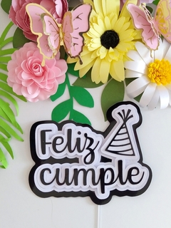 CAKE TOPPER FELIZ CUMPLE CON BONETE