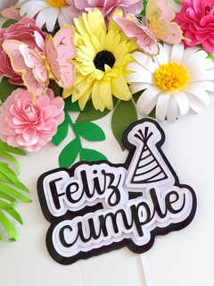 CAKE TOPPER FELIZ CUMPLE CON BONETE - comprar online