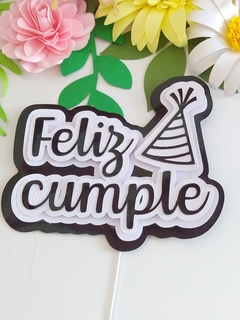 CAKE TOPPER FELIZ CUMPLE CON BONETE en internet