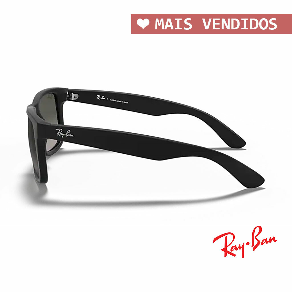 Óculos de Sol Masculino Preto Fosco Ray-Ban Justin - Solar