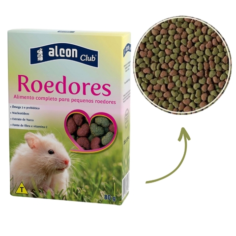 Ração para Roedores Alcon Club 500 gramas + biscoito + acessórios