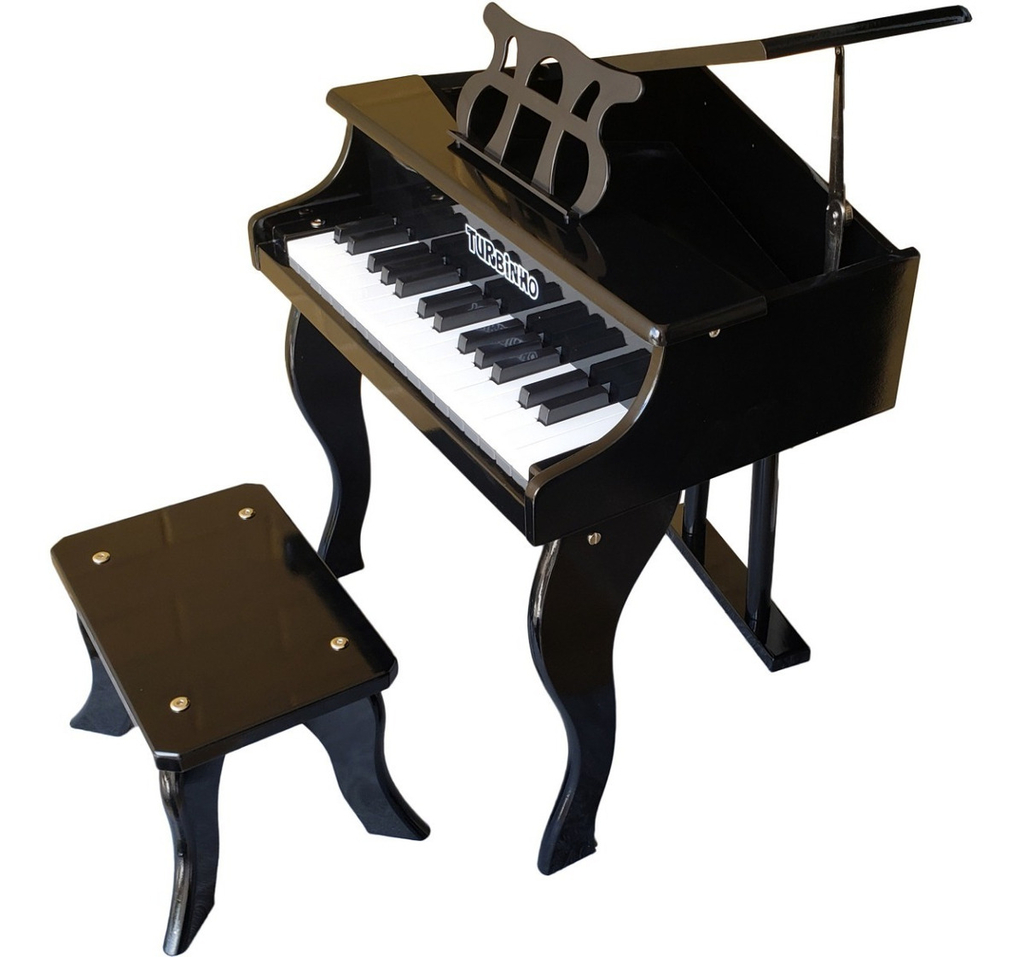 Mini Piano de Cauda Infantil - 30 Teclas - Turbinho - Cor Preto - TURBO  MUSIC INSTRUMENTOS MUSICAIS