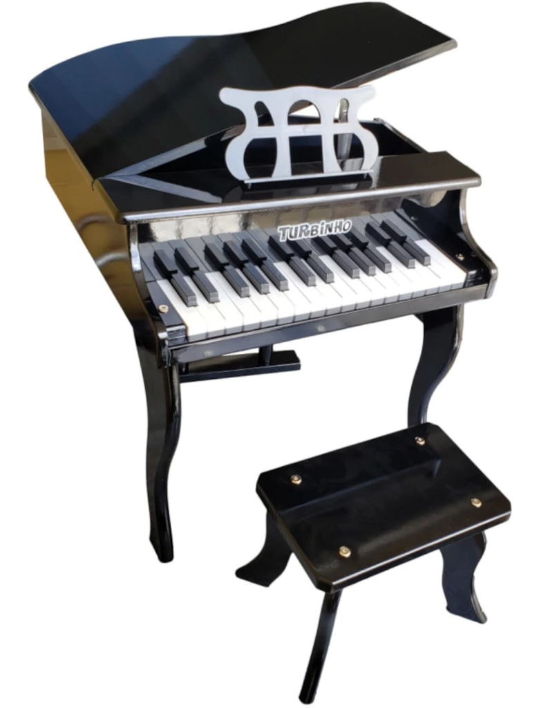 Mini Piano de Cauda Infantil - 30 Teclas - Turbinho - Cor Preto