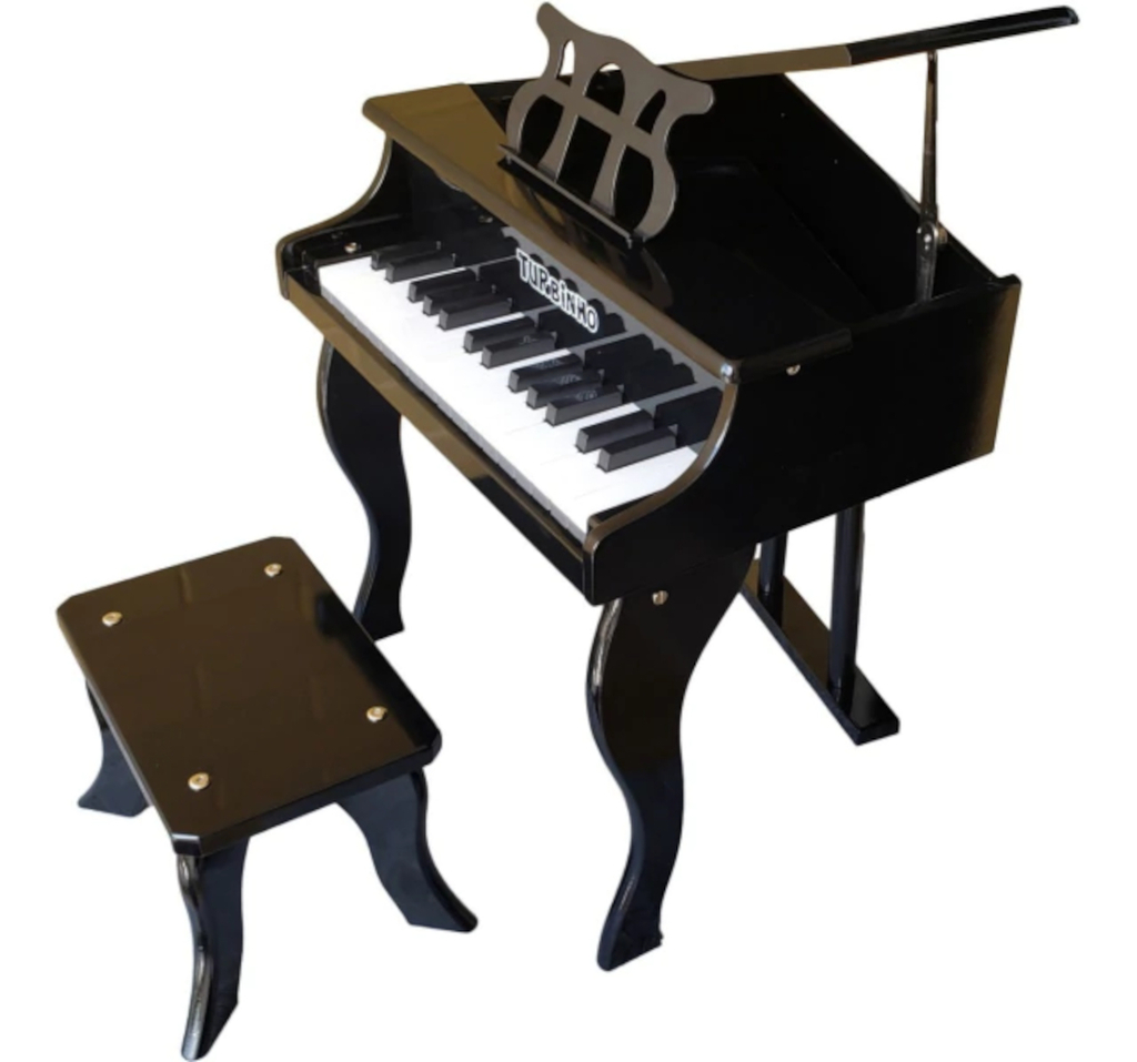 Mini Piano Infantil Cauda Preto 30 Teclas +Banquinho Madeira em Promoção na  Americanas