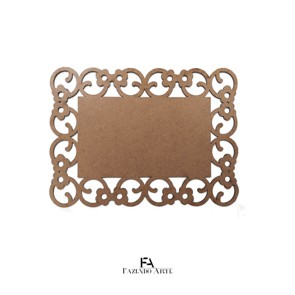 Placa Retangular Placa retangular trabalhada arabesco 25,5 x 18,5 em mdf de 3mm - FA