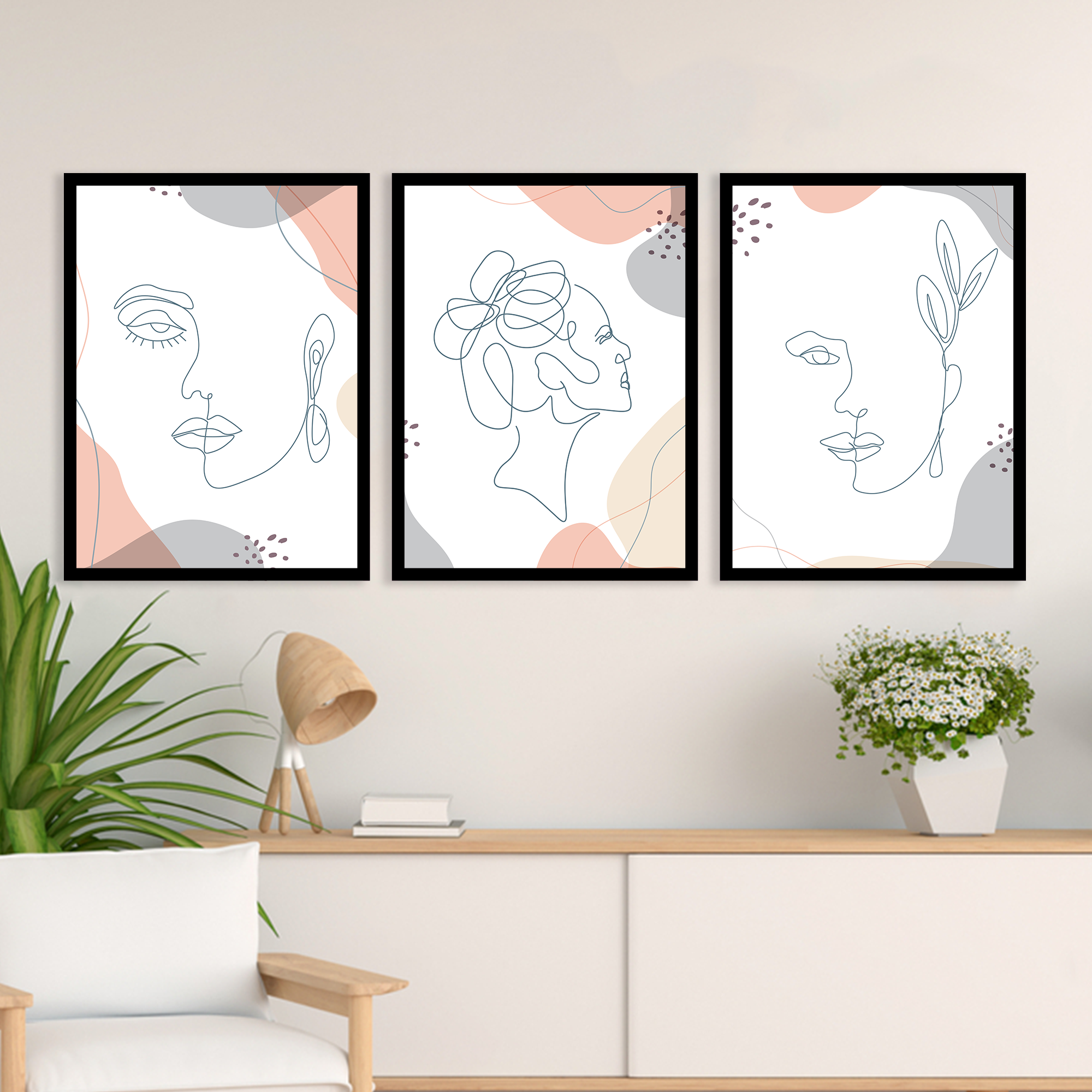 Quadro minimalista mulher desenho - FA