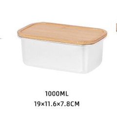 Tupper Metálico Blanco Con Tapa De Madera - 1 L - comprar online