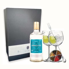 KIT GIN HERACLITO LONDON DRY+COPAS+BOTANICOS+CUCHARA
