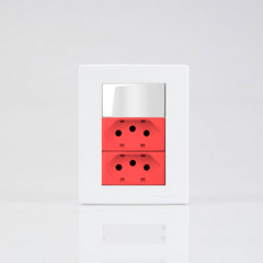 Caixa de Sobrepor Sistema X Interruptor + 2 Tomadas 20A Vermelho Sleek - comprar online