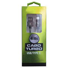 Cabo USB Tipo C Turbo Ultra Resistente Inox 4.0A 1m Preto - Eletrotel do Grande ABC