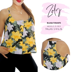 Blusa de Poliseda Estampada Tirante By Zoly Modelo: ZL-08-B - tienda en línea