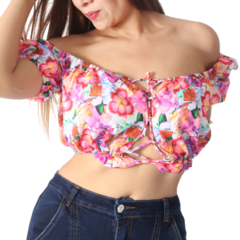 Blusa Crop Top Popelina Sublimada By Zoly Mod:07-crop-top-02 - Michaelo Jeans