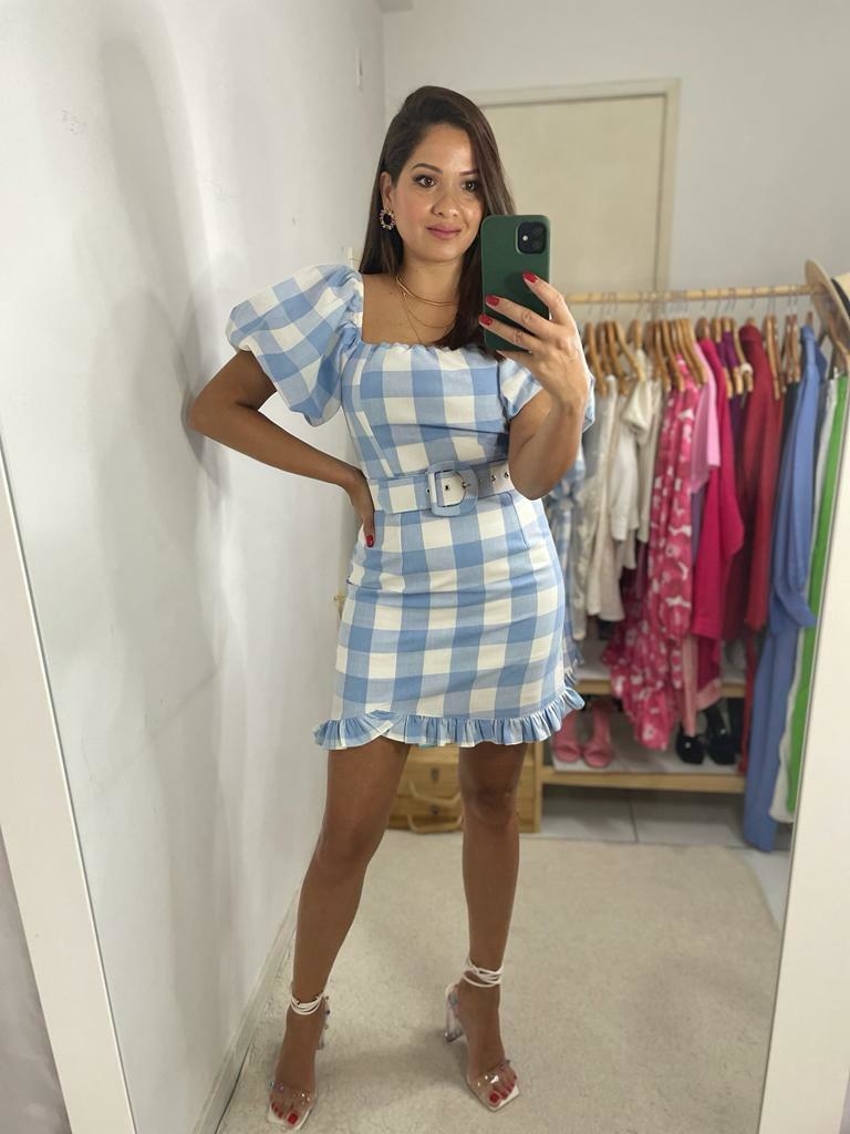 Vestido xadrez vichy Louise - Comprar em Tania Matos