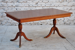 Mesa Sheraton doble base de caoba, con tabla (bolsillo) Cód. 22020