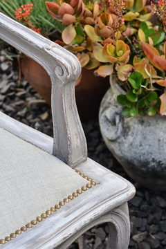 Sillón cabecera Regencia, patinado en gris. Cód. 12012 - tienda online
