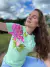 Camiseta Verde | Flor rosa - comprar online