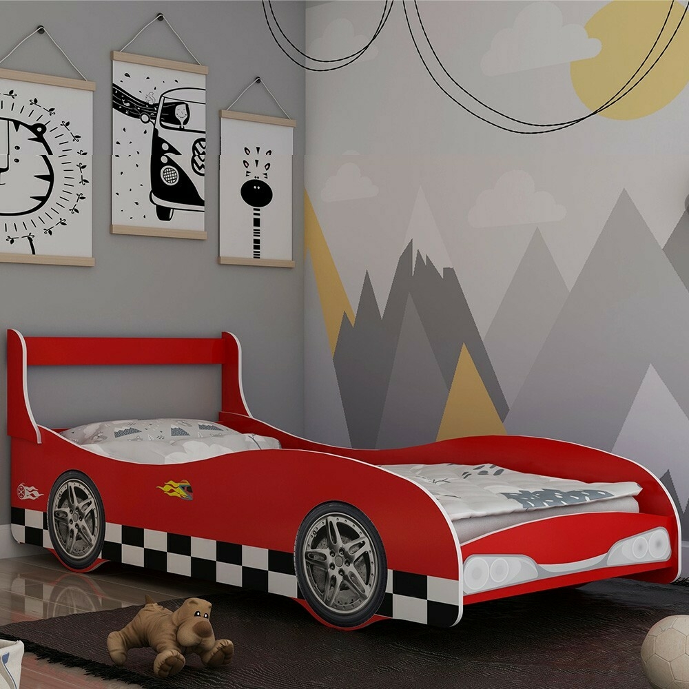 Cama Carro Corrida Infantil Rosa