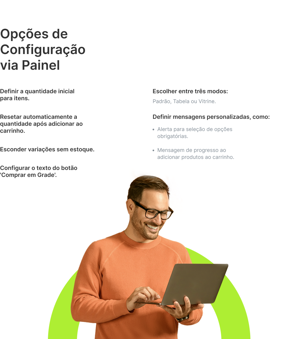 Opções de Configuração via Painel