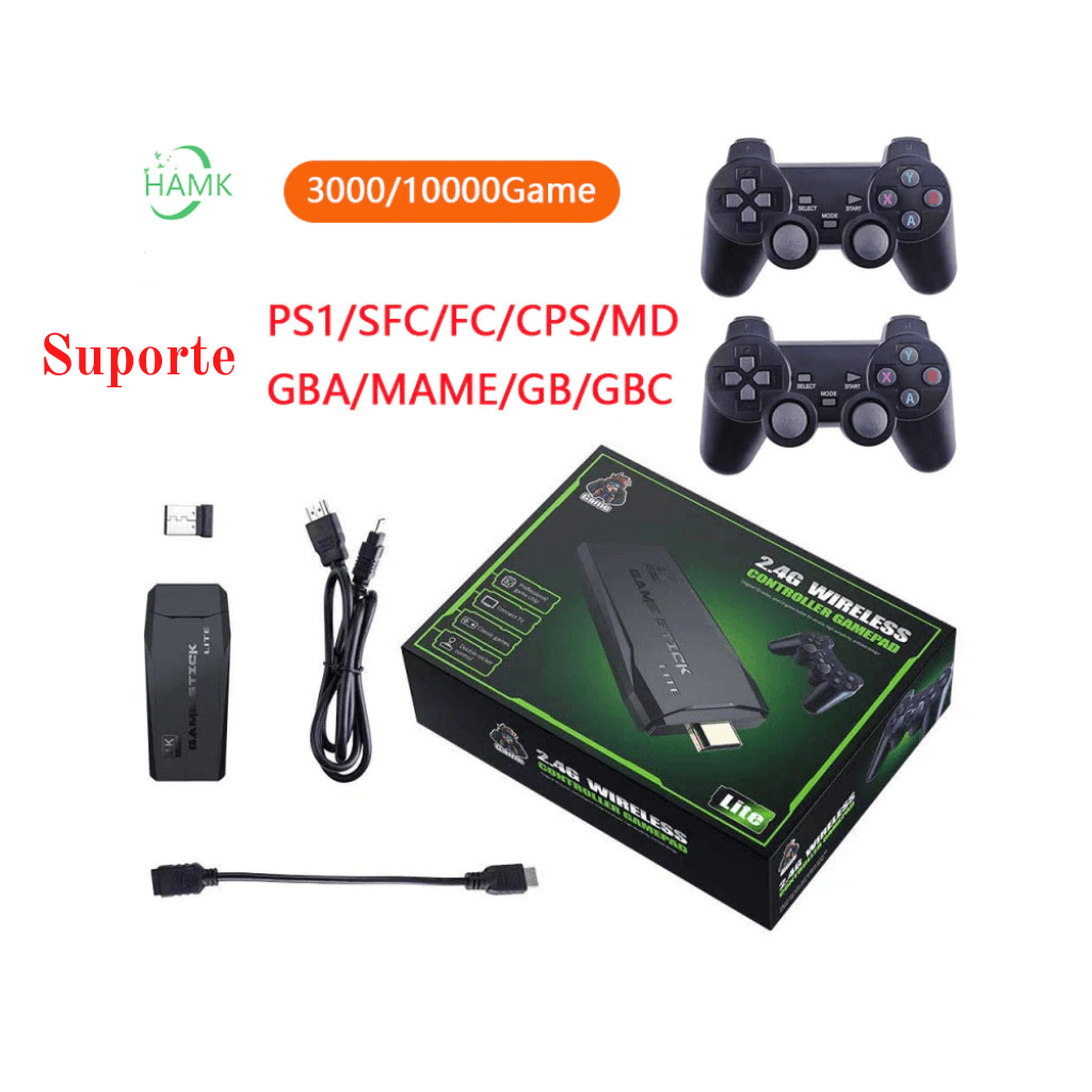 Game Stick 4K, original, 10000 + Jogos, Console, 2.4G, Dual Handle Sem –  Minha loja