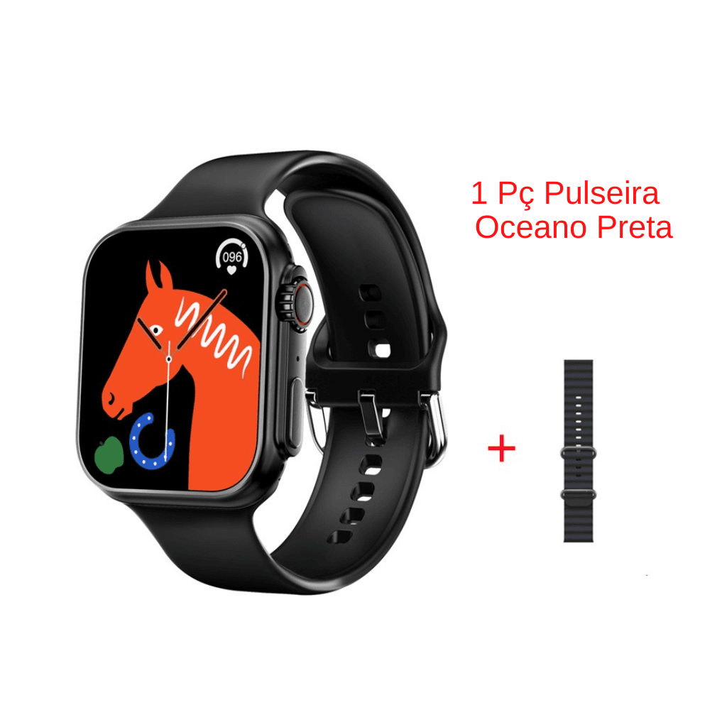 Smartwatch Ultra8 Série 8 Esportivo NFC, 45mm, Prata