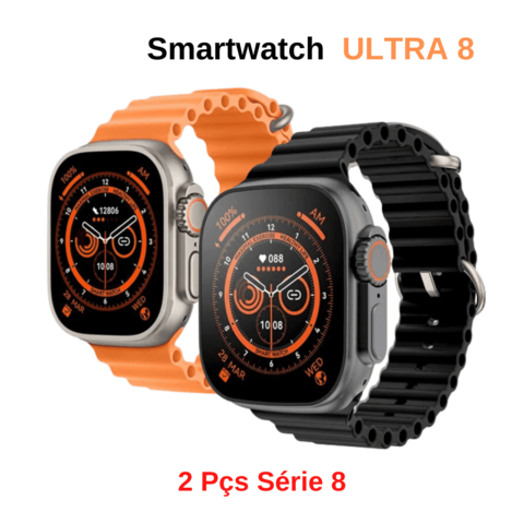 Smartwatch Ultra8 Série 8 Esportivo NFC, 45mm, Prata