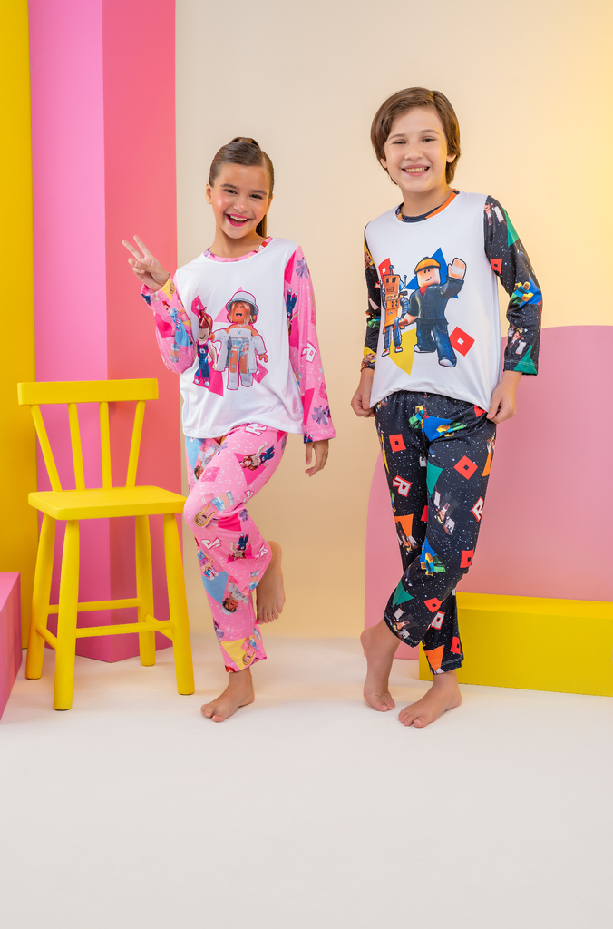Roblox-Pijama impresso de desenho animado infantil, calça de manga curta,  presente de aniversário, jogo, novo, primavera, verão, 2 peças, 2023
