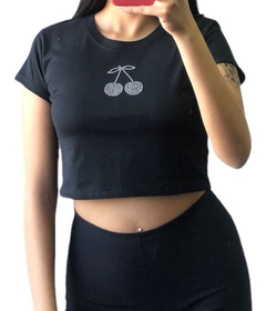 Top Remera Strass Manga Corta Mujer Varios Diseños - comprar online