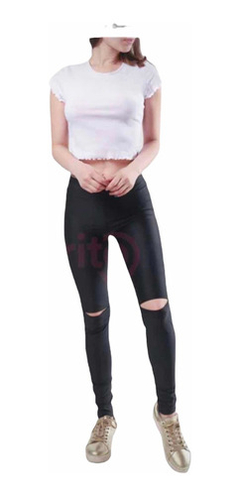 Calzas 100 % Lycra Leggins De Mujer Con Rotura