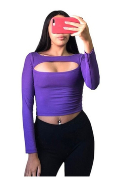 Imagen de Crop Top De Mujer Con Abertura Mangas Largas Morley Viscosa