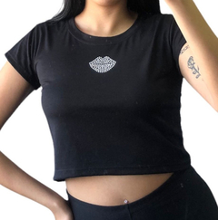 Top Remera Strass Manga Corta Mujer Varios Diseños - comprar online