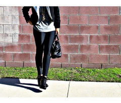 Calzas Leggins Lycra Tricot (super Gruesa) Negro Opaco - comprar online