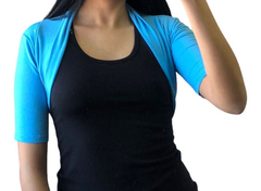 Top Bolero Mangas Cortas Mujer Modal Con Lycra