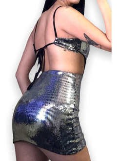 Vestido Corto Lentejuelas Con Abertura Fiesta Mujer en internet