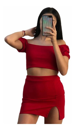 Pollera Recta Crepe Con Lycra
