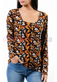 Remera Larga Estampada Modal Con Lycra - comprar online