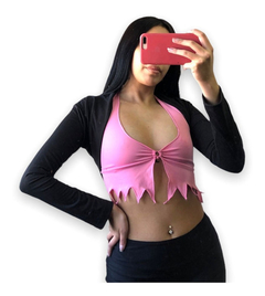 Top Bolero Mangas Larga Mujer Modal Con Lycra