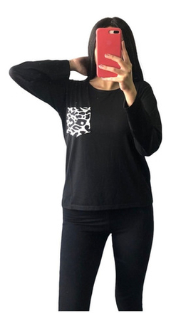 Remera Manga Larga Mujer Modal Con Lycra Bolsillo (pijama) - comprar online