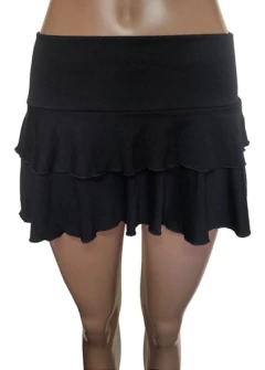 Pollera Doble Volado Mujer Modal Con Lycra