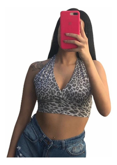 Top Corpiño Leopardo Para Atar Atras