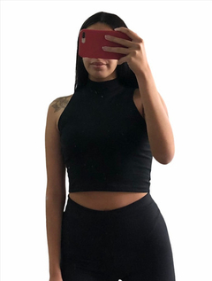 Crop Top Media Polera Algodon Con Lycra