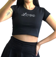 Top Remera Strass Manga Corta Mujer Varios Diseños - tienda online