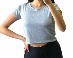 Top Remera Strass Corazon