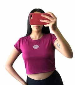 Top Remera Strass Labio - comprar online